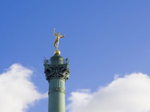 Gilded statue Genie de la Liberte at July Column Place de la Bastille